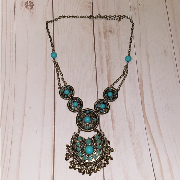 Jewelry - Bohemian boho chic turquoise  statement necklace